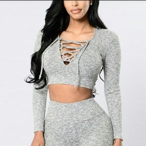 Fashion nova grey cropped hoodie